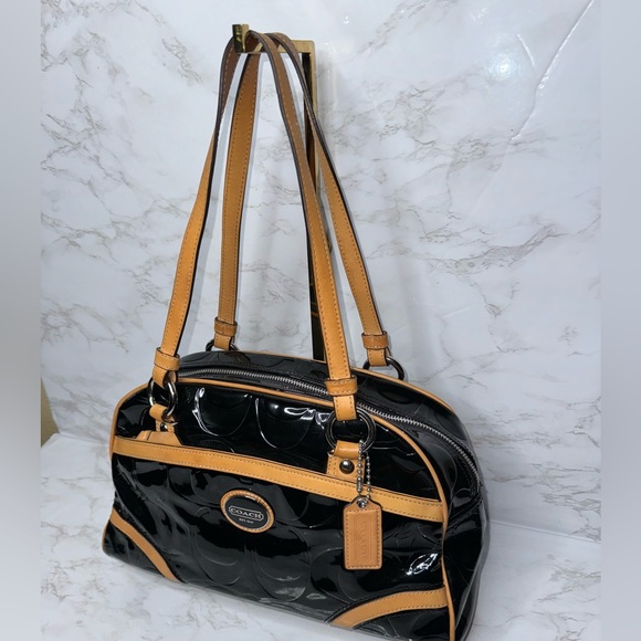 Coach Peyton Black Embossed Patent Leather with Leather trim #20065 - Picture 3 of 16